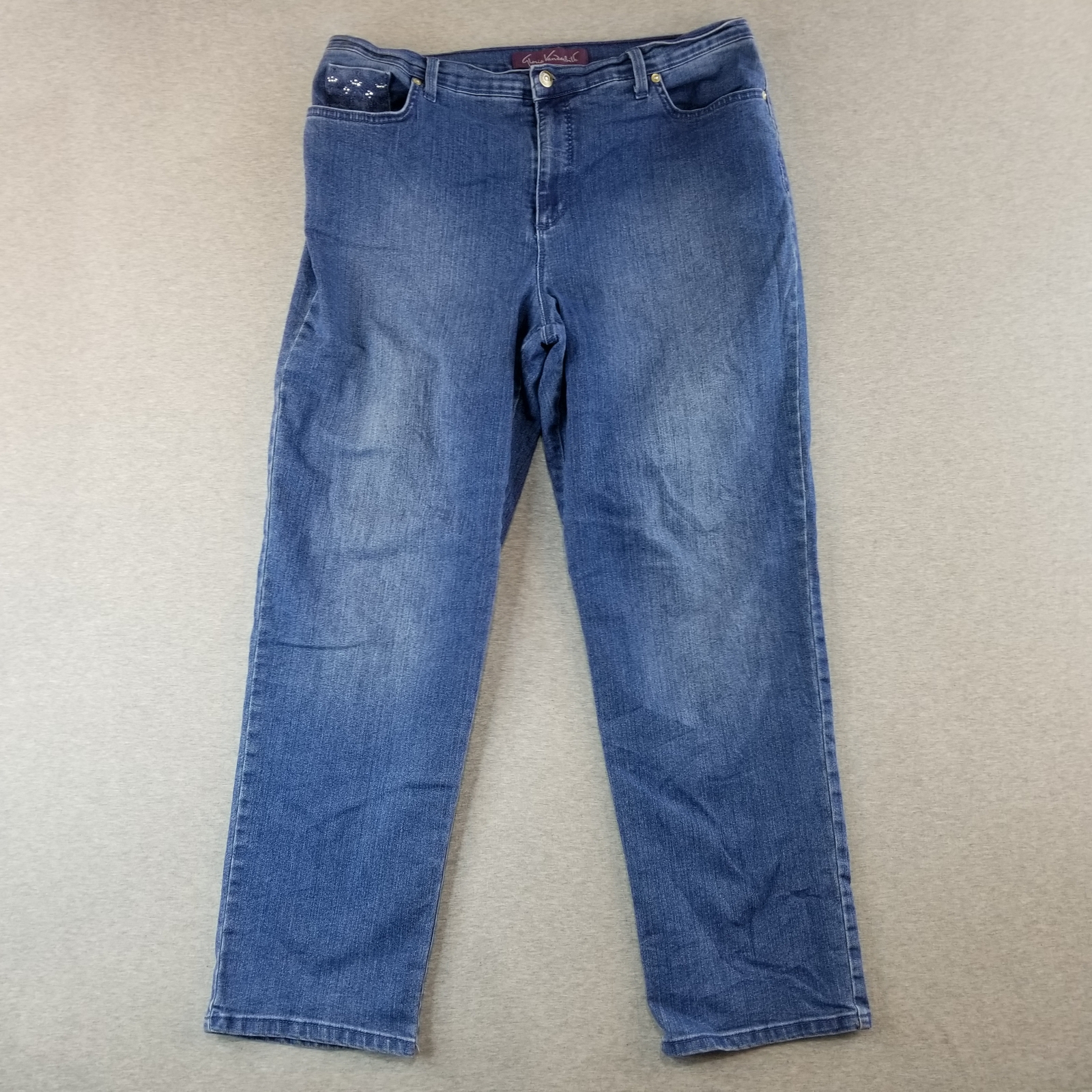 Gloria Vanderbilt Jeans Women's Sz 16 Blue Wash Amanda Studded Bling Straight