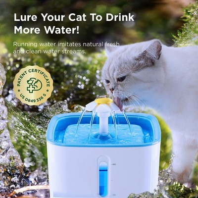 Ciays Automatic Pet Water Fountain with 3 Replacement Filters, Blue