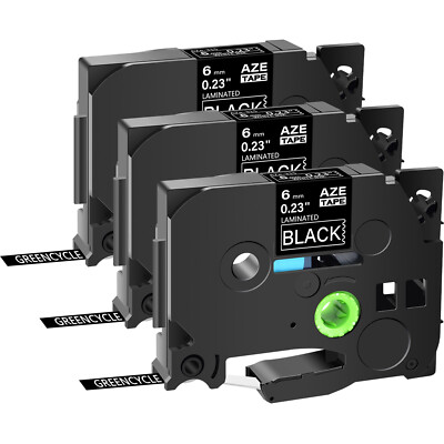 Laminated Label Tape for Brother P-touch PTH100 White on Black TZ-315 TZe315 3PK