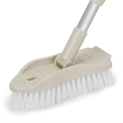Grout Brush for Tile Floors -2 in 1 Floor Scrub Brush with Long Handle for Clear