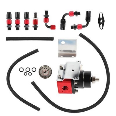 Braided Oil Feed Line Kit AN6 with Pressure Gauge for Universal Cars 0-100 PSI
