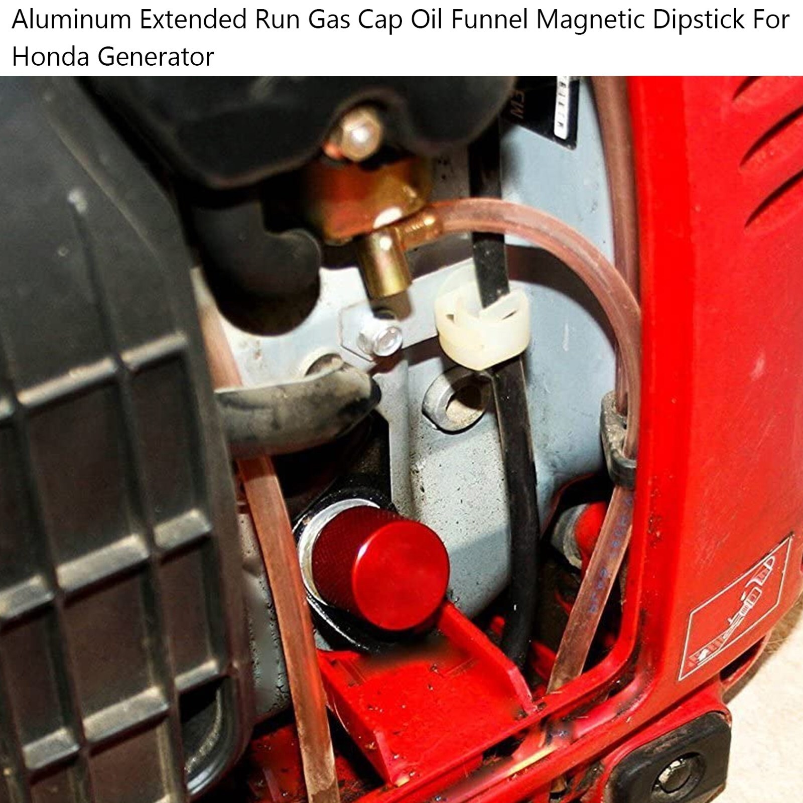 Aluminum Extended Run Gas Cap Oil Funnel Magnetic Dipstick For Honda Generator E