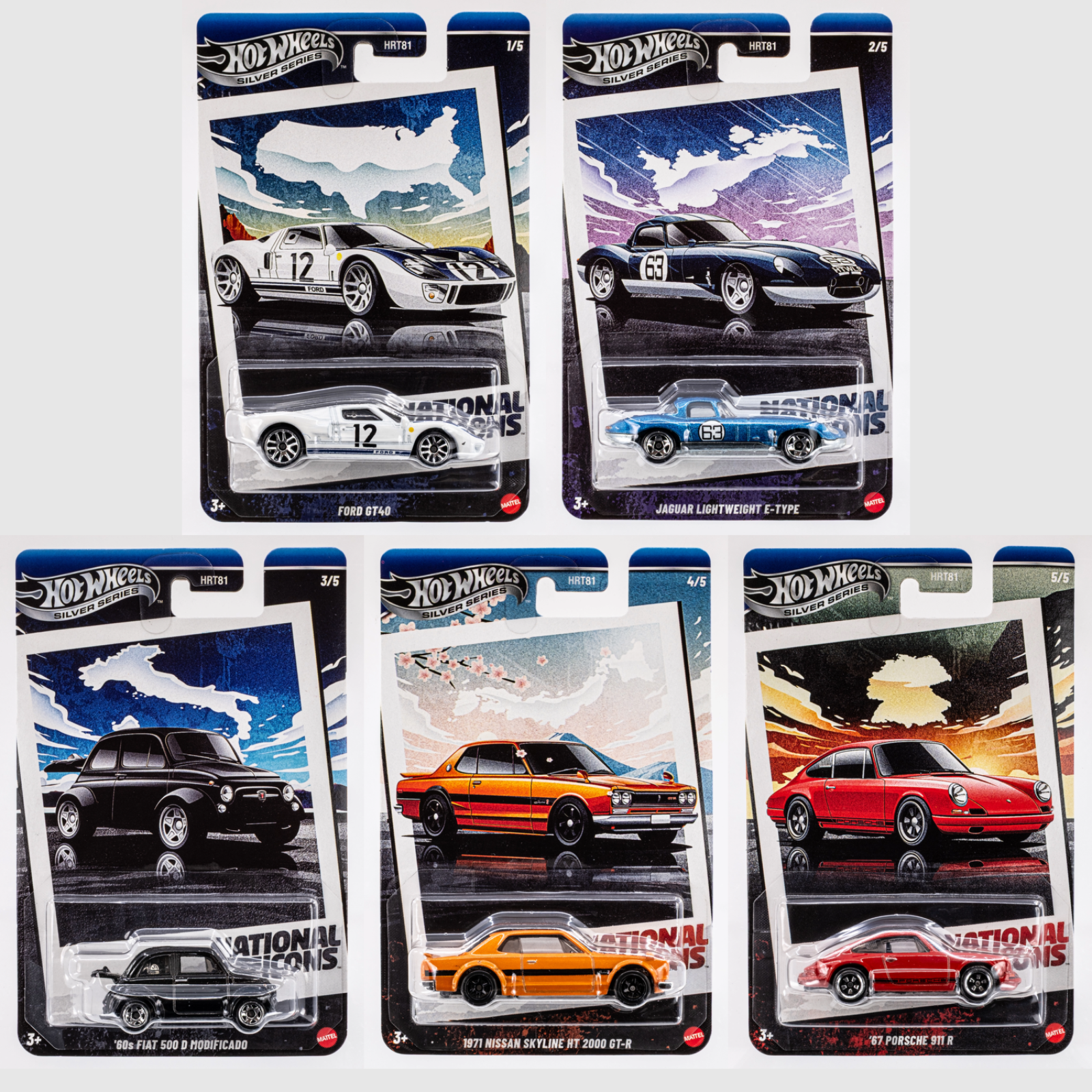 2025 Hot Wheels National Icons | 5-Car Set | Ford | Jaguar