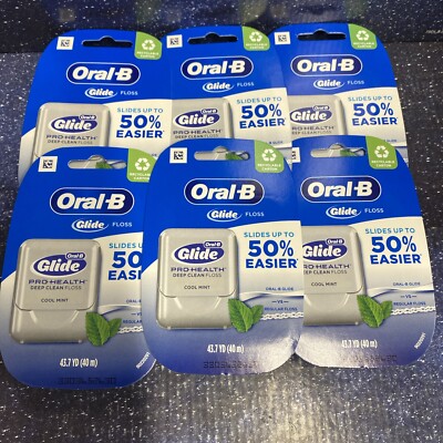 6 Pack - Oral-B Glide Pro-Health Deep Clean Floss 47.3 YD - Cool Mint