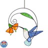 Stained Glass Hummingbird Suncatcher for Window Hanging, Hand-Crafted Garden Decor - Unique Gift for Women, Mom, Bird Watchers, Outdoor Home Art