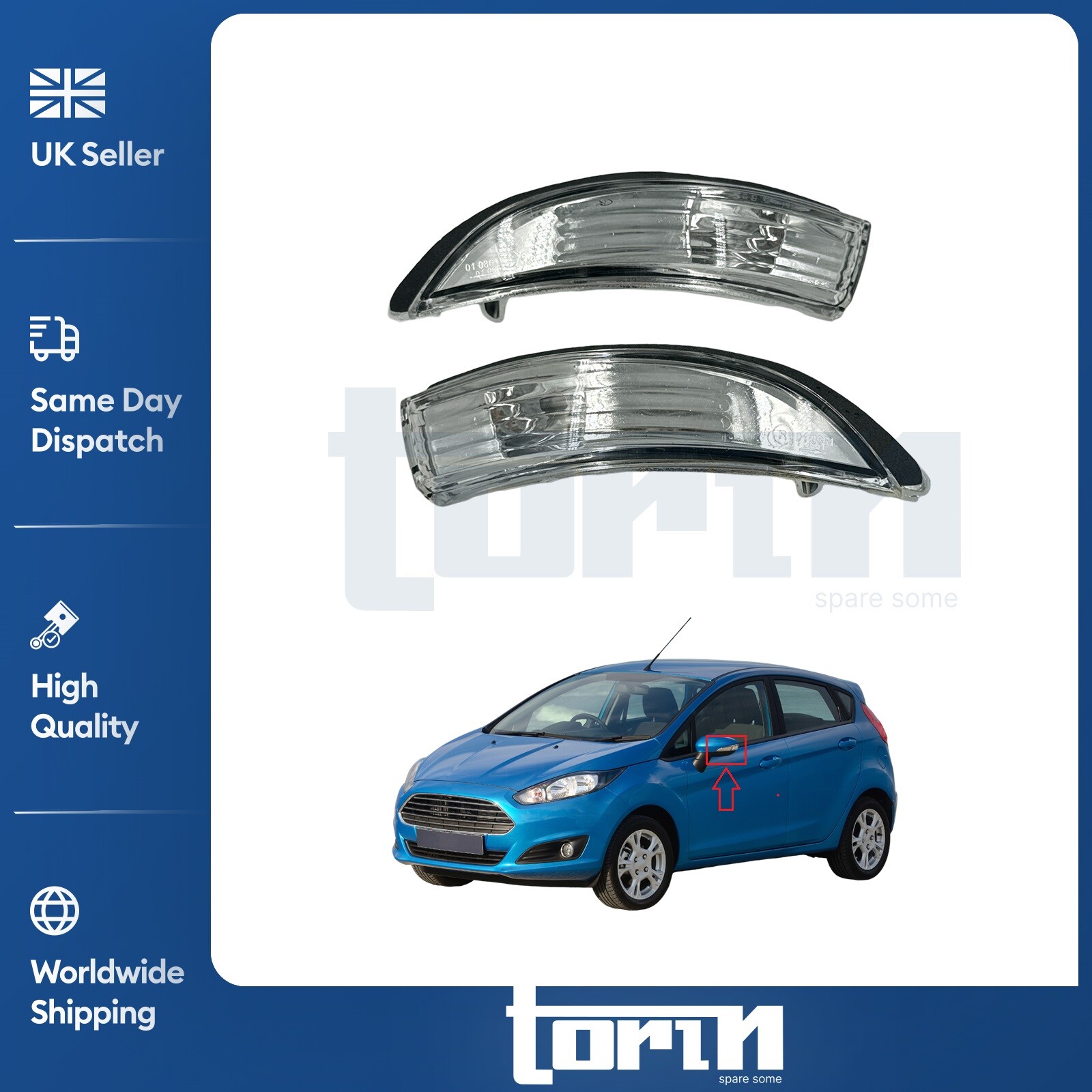 2X Door Wing Mirror Indicator Lens Left & Right Fits Ford Fiesta B-Max 2008-2017