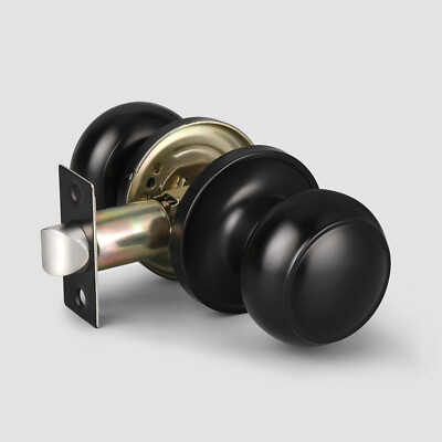 Matte Black Round Door Knob Lock Door Handles Passage Privacy Keyed Entry Dummy