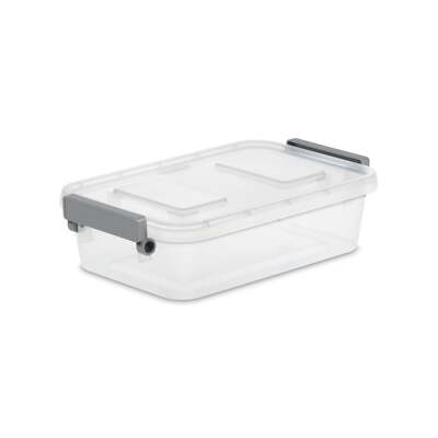 2.7 Qt. Modular Latch Box Plastic Titanium With Free Shipping 1.75 x 7.38 x 3.25