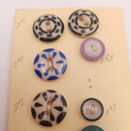 Mixed Lot of 19 Vintage Glass Buttons - Round Patterned Textured