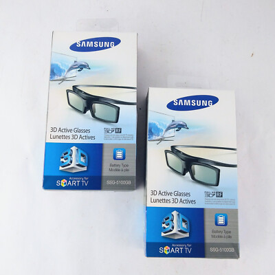 2 Genuine Samsung Lunettes 3D Active Glasses SSG-5100GB BRAND NEW / SEALED Lot