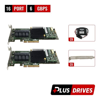 Lot of 2 Adaptec ASR 71605 16 Port 6Gbps SATA/SAS RAID 1GB w/ BBU & Both Bracket