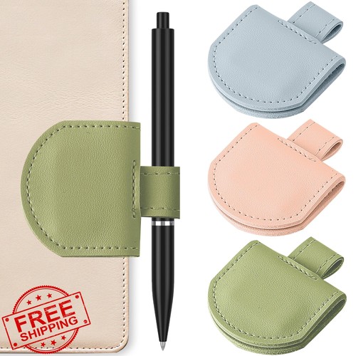 Vane Oak 3 Pack PU Leather Magnetic Pen Holder for Notebooks