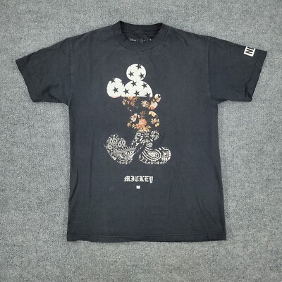 Disney X NEFF Shirt Men Medium Black Mickey Mouse Star Graphic Tee Short Sleeve
