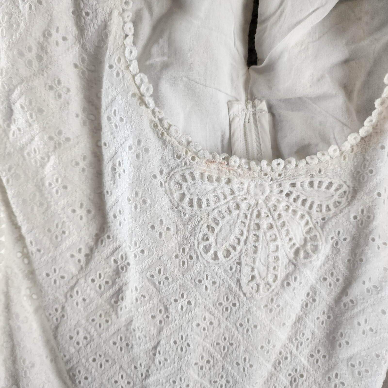 French Connection Esse Eyelet Cutout Sleeveless A-Line Dress Women 8 Linen White - Picture 5 of 14