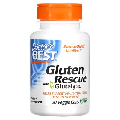 Doctor s Best Gluten Rescue with Glutalytic 60 вегетарианских капсул без глютена, веганский