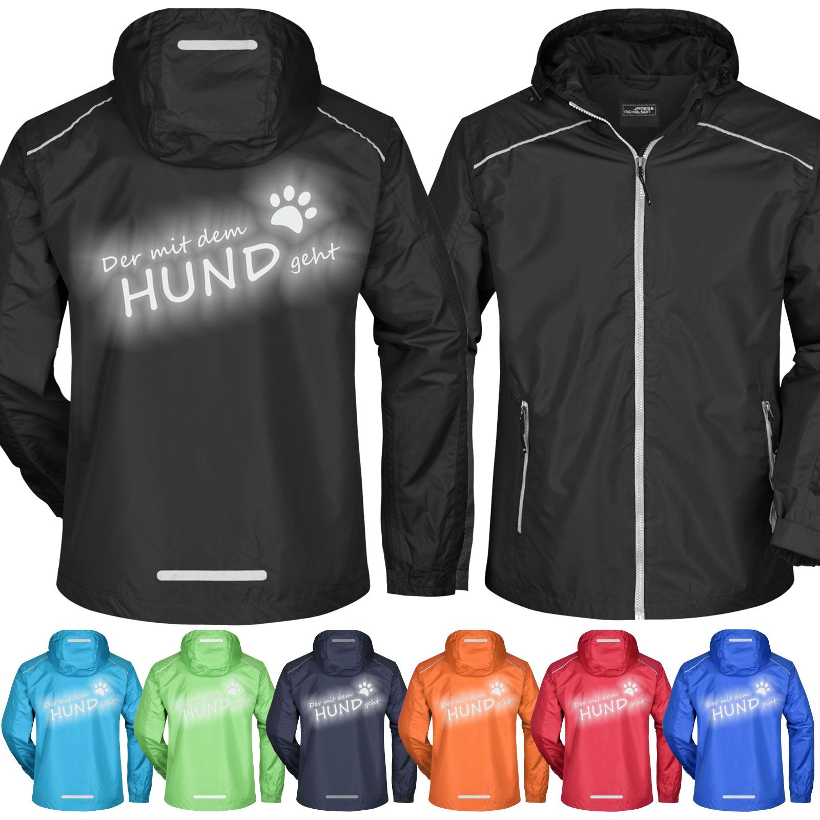 Regenjacke Herren Gassi Gehen Jacke Hundehalter wasserdicht reflektierend Spruch