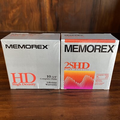 Memorex 10 Pack 3.5'' 2SHD Double Sided High Density Disks Sealed And HD BOX X10