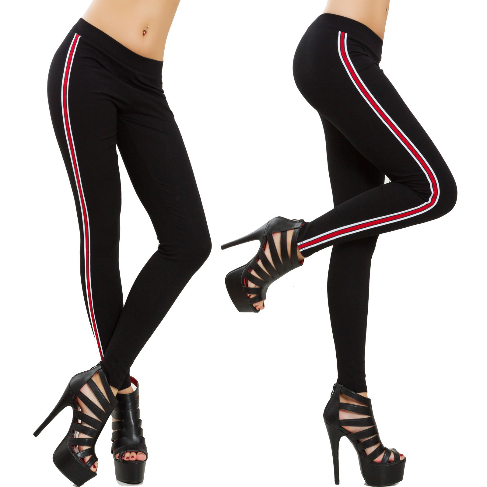 Femme Leggings Elastique Pantalon Moulant A Rayures Fuseaux Sexy Fitness Z216 Ebay