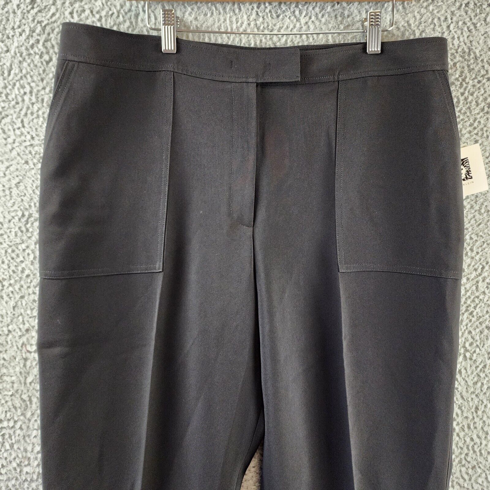 Anne Klein Slim-Leg Ankle Pants Women's 16 Black Extended Tab W/ Zip Fly Closure - Picture 3 of 13