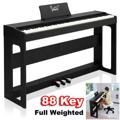 Glarry 88 Keys Full Weighted Keyboards Digital Piano /W Furniture Stand 3-Pedal
