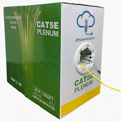 plenum cat6 ethernet cable 1000ft solid utp cat5e cables black & yellow