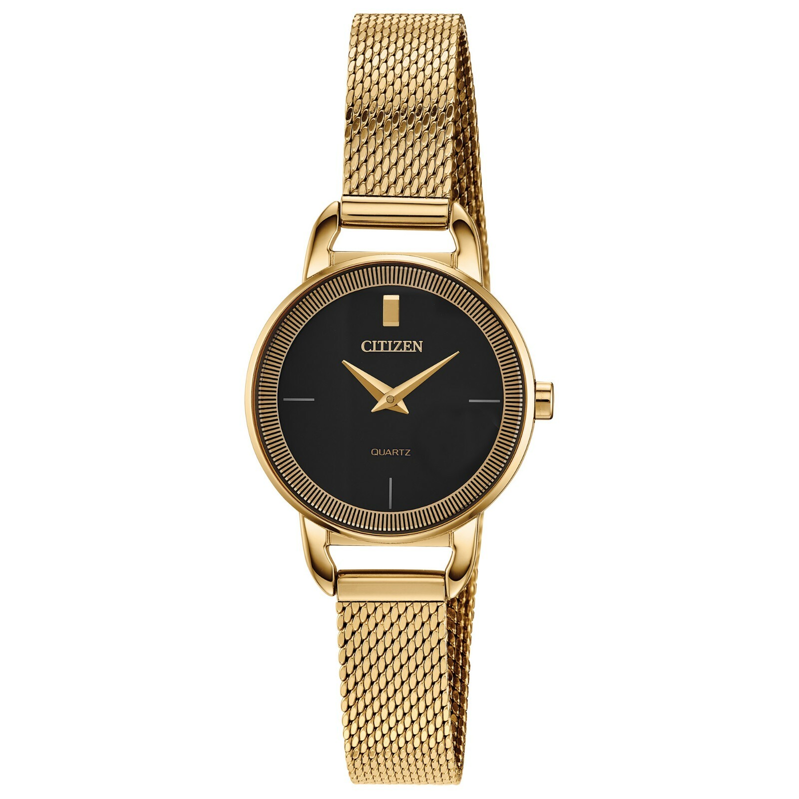 Citizen Women's Quartz Gold-Tone Black Dial Milanese Strap 26mm Watch