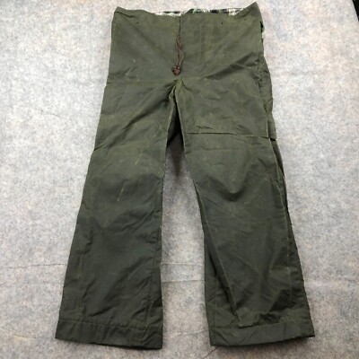 Barbour Pants Mens Small Green Tartan Lined Waxed Over Trousers Liner