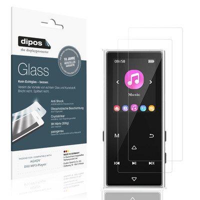 2x Screen Protector for AGXOV D50 MP3-Player Flexible Glass 9H dipos