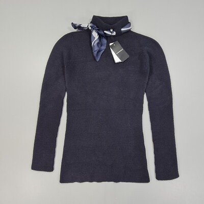 Emporio Armani Womens Jumper Navy Blue 38 Soft Knit Sweater With Cashmere 10 UK