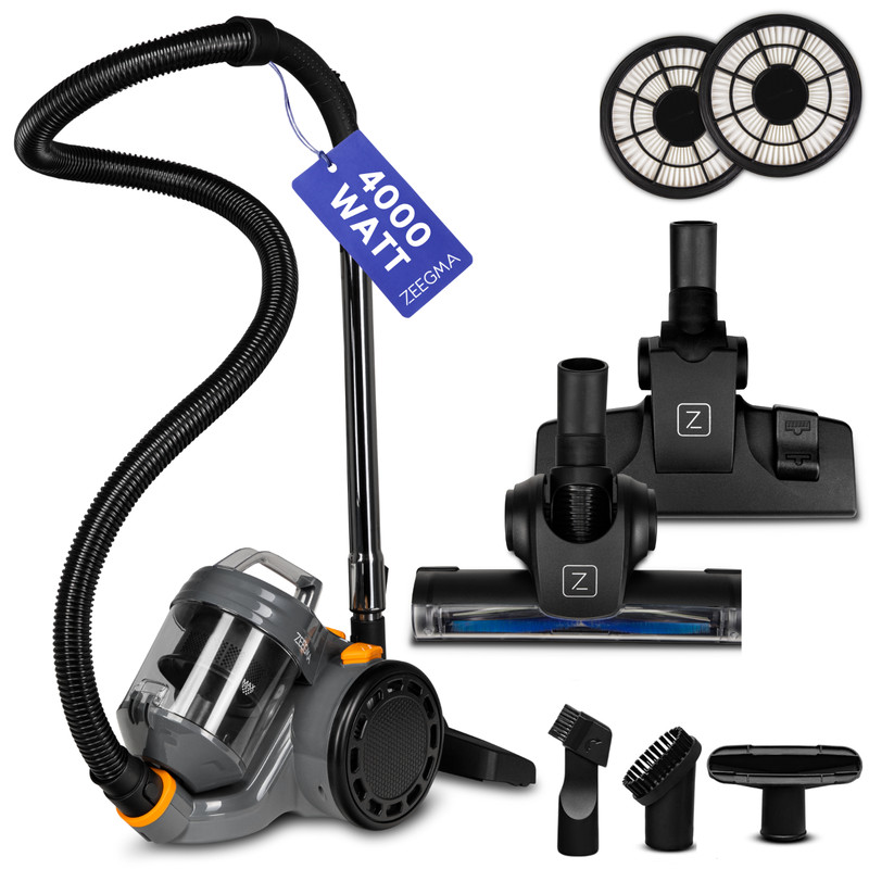 Aspirateur Sans Sac Zeegma Jet Cyclone Turbo Brosse 2l Hepa H13 Noir