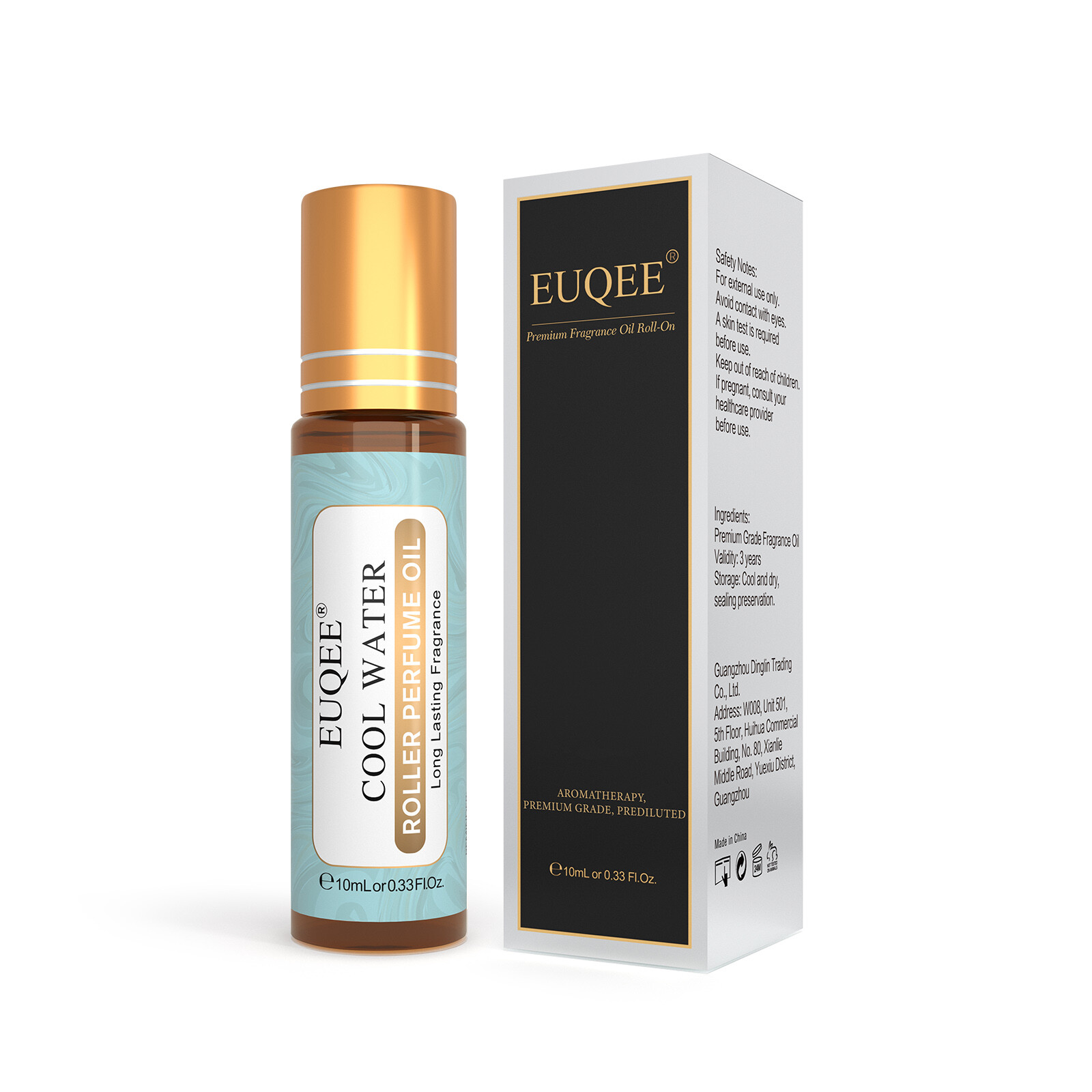 EUQEE 10ML Cool Water Premium Fragrance Oil Roll On For Men Alcohol-Free Lasting