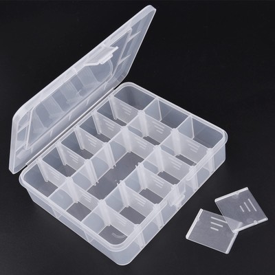 Transparent Plastic Grid Box Storage Organizer, 18 Grids Hardware Tool Box Or...