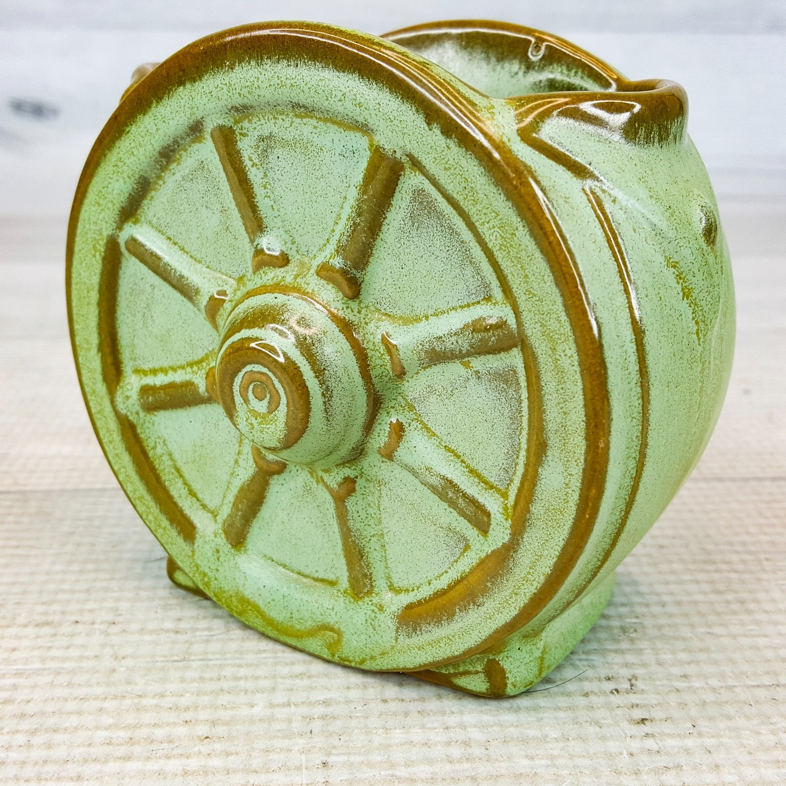Vintage Frankoma Pottery Wagon Wheel Sugar Bowl - Thumbnail 4