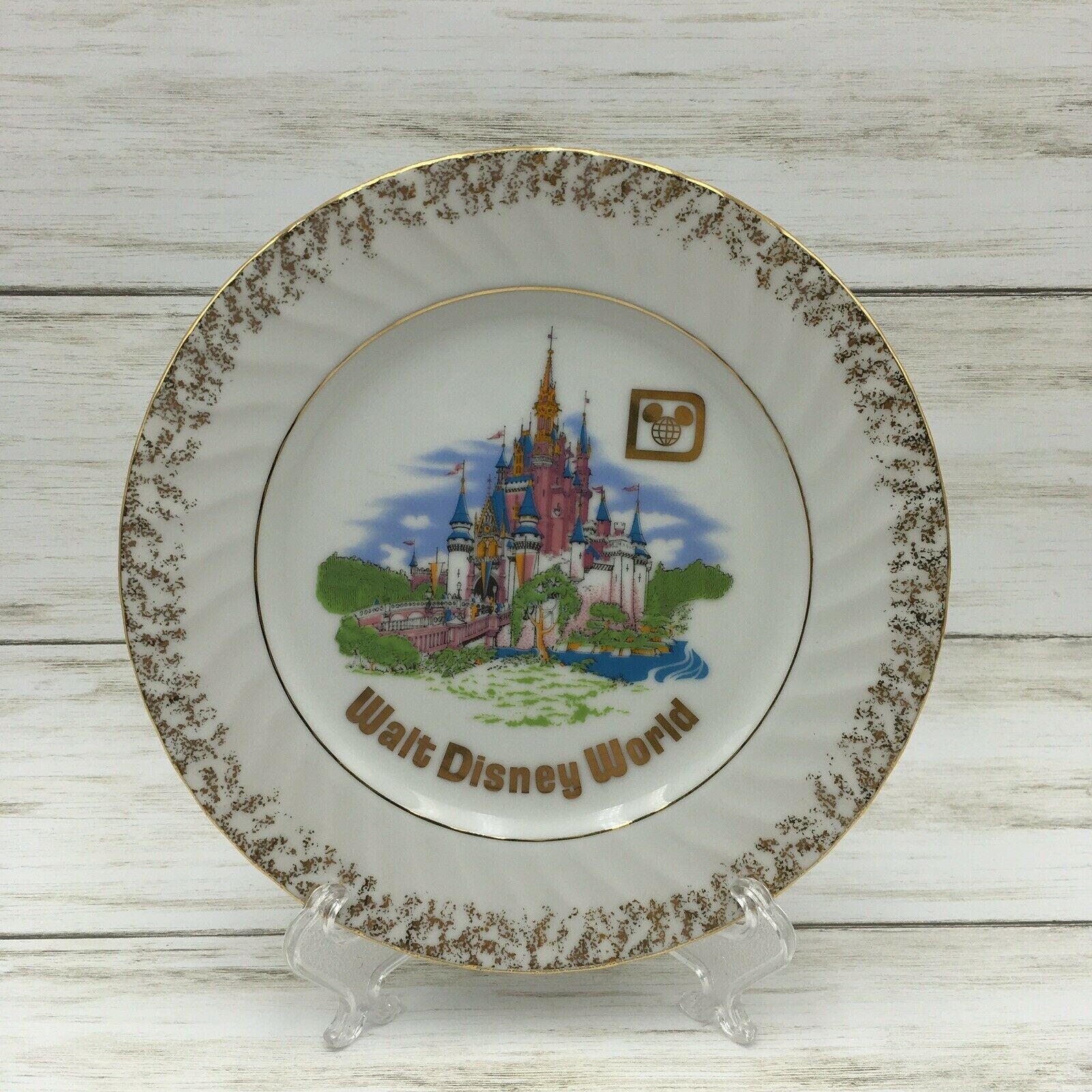 貴重品 ディズニー MGM スタジオ フロリダ プレート 日本製 ヴィンテージ Vintage Walt Disney World Ceramic Plate Gold Trim Magic