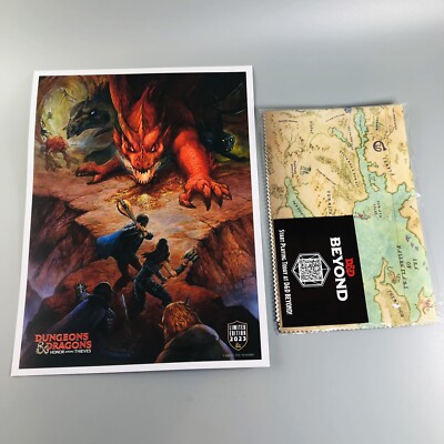 Dungeons & Dragons: Honor Among Thieves Movie 2023 Poster and Cloth Map NEW