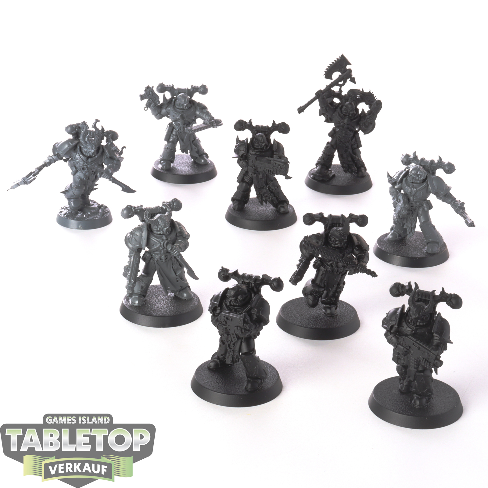 Chaos Space Marines - 9 x Chaos Space Marines - teilweise bemalt