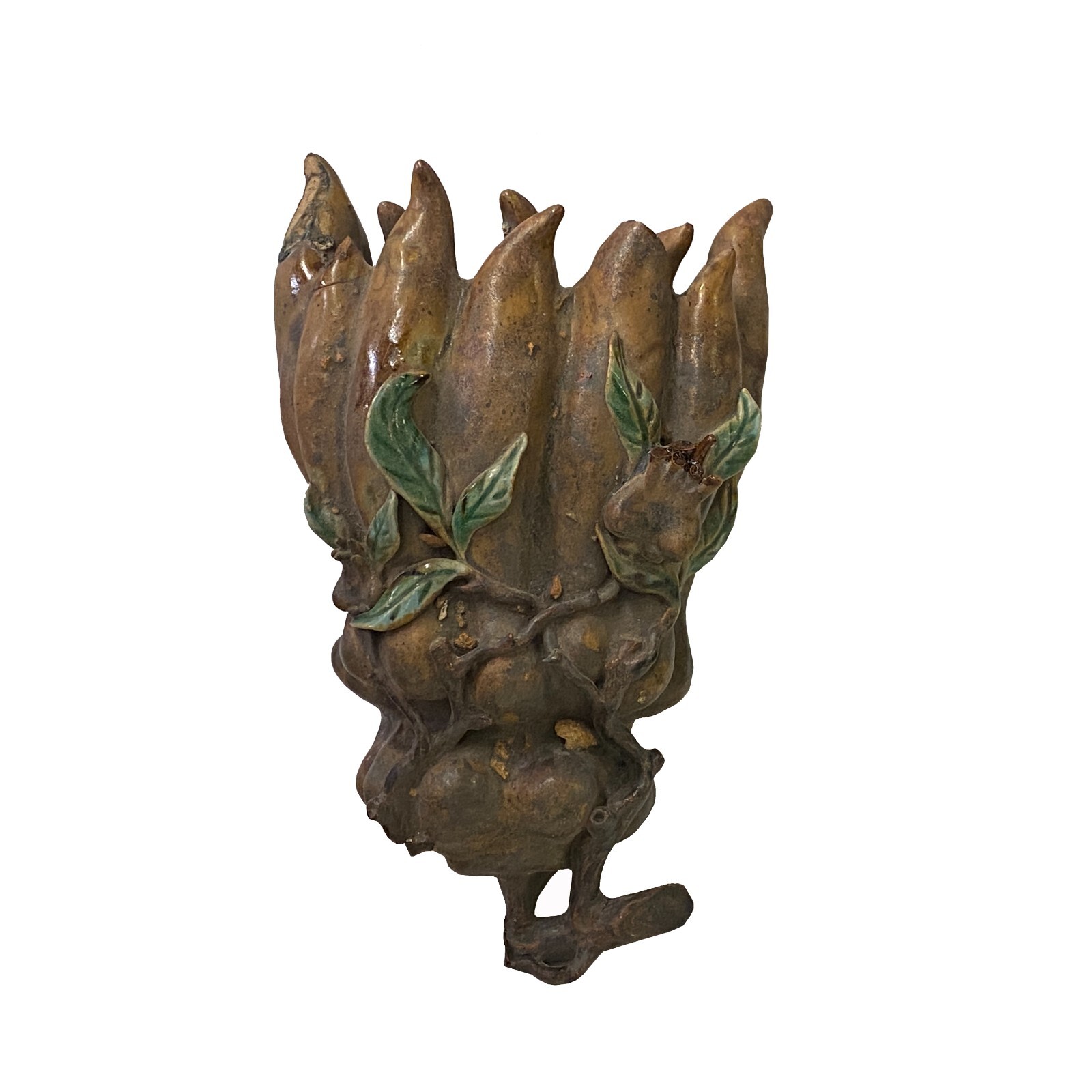 Clay Celadon Brown Mix Buddha Finger Fruit Shape Wall Hanging Vase ws2420S Clay Celadon Brown Mix Buddha Finger Fruit Shape Wall Hanging Vase ws2420S