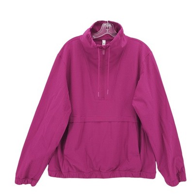 LULULEMON Pack Light Pullover Packable MAGENTA Purple Textured Hooded Size 10