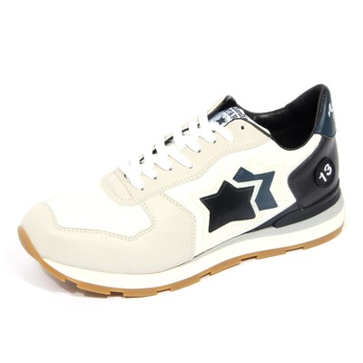 Pre-owned Atlantic Stars G5572 Sneaker Uomo  Antar Off White/blue/black Shoes Men In Ivory