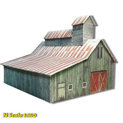 N Scale Building Weathered Barn Cardstock Model Kit PRE CUT & SCORED RM1N