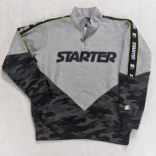 Vtg Starter Black Label 1/4 Zip Pullover Fleece Sweatshirt