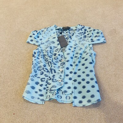Alexander McQueen womens top size 8 McQ Aqua Short Sleeve New  Designer