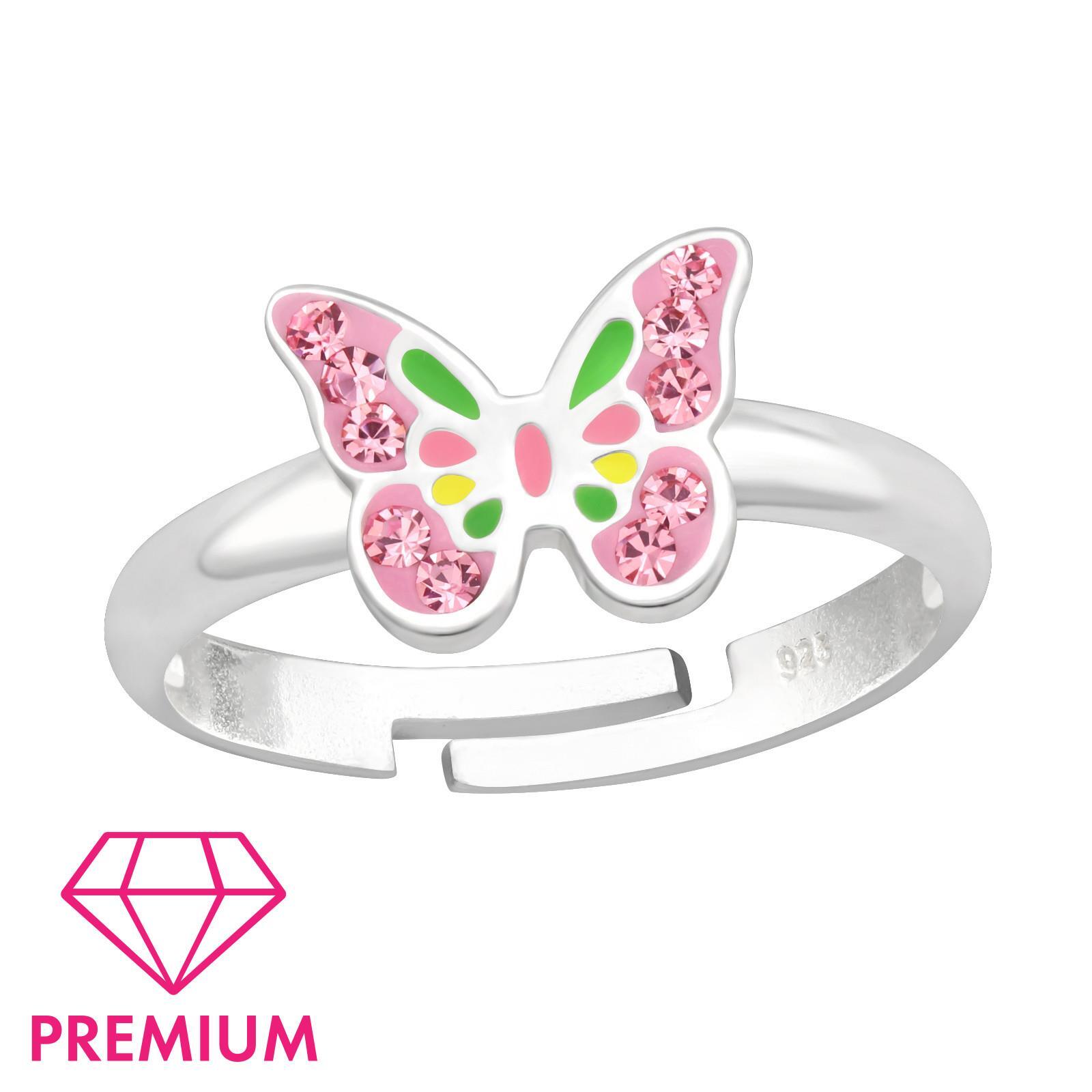 Schmetterling Kinder Premium Ring 925 Silber - Größe 4 für Schmuck Geschenk