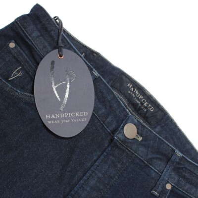 Handpicked NWT 5 Pocket Jeans Size 32 US In Solid Blue Cotton Blend