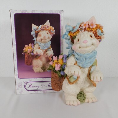 Bunny & Me Rabbit Holding Basket Flowers Chicks Hat Scarf Jacket Orig Box 10''