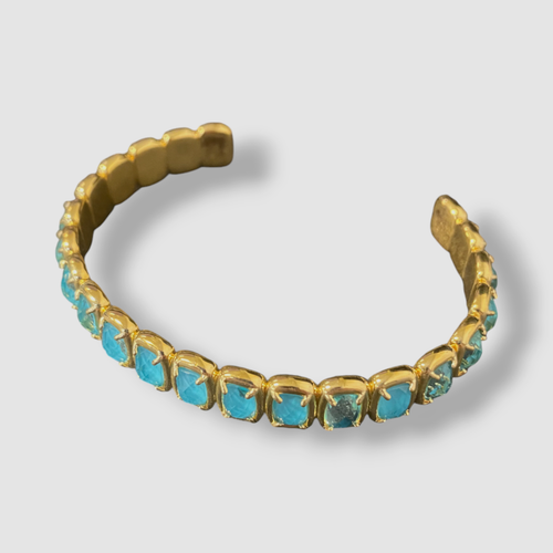 【関税込み】Toy Cuff Bracelet - Ivi - Green Onyx - Or IVI Womens 18k Gold Plated 925 Sterling Silver Mini Toy Cuff