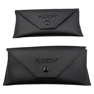 Flexon Black Faux Leather Eyeglasses Cases Set of 2 Soft Pouch Snap Closure