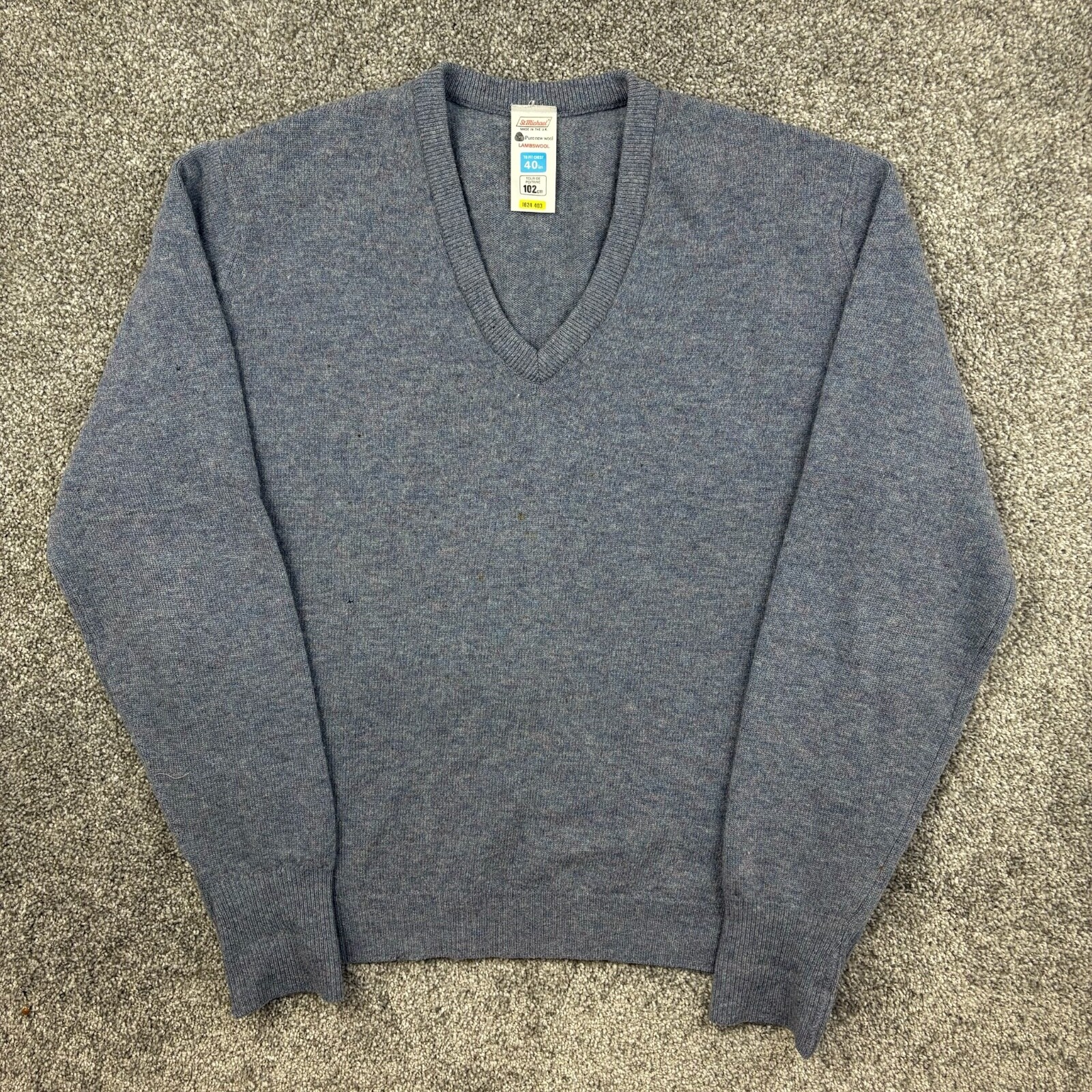 Vintage St Michael Cardigan Sweater Adult 40 Blue Pure Wool