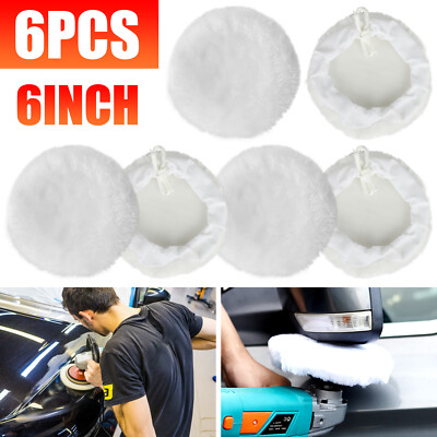6Pcs 6inch Car Wool Bonnet Buffing Wheel Pad Buffer Polishing Polisher Foam Kit