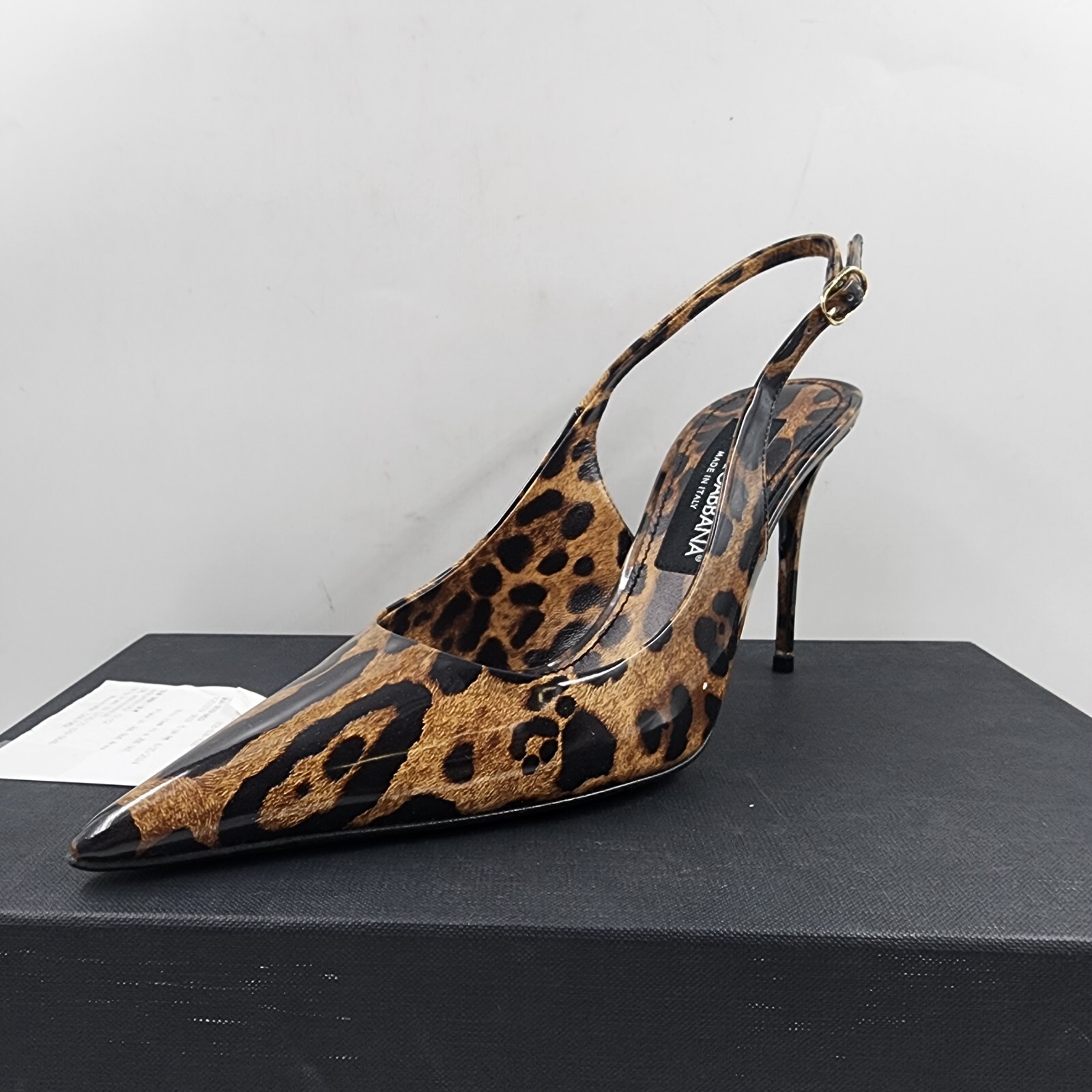 Pre-owned Dolce & Gabbana Leopard Print Slingback Pumps Women's 39/9us Brown Buckled